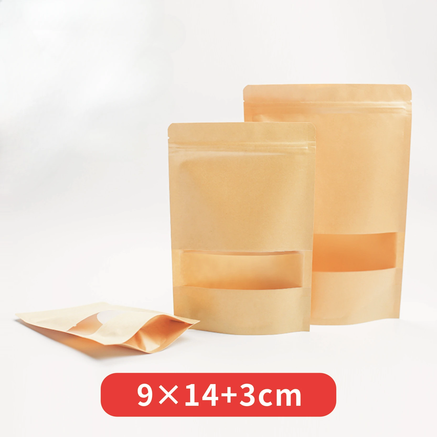 Kraft Paper Zip Lock Bags With Window Food Snack Tea Self Sealing Storage Bag Wedding Home Candy Gifts Packaging Pouch