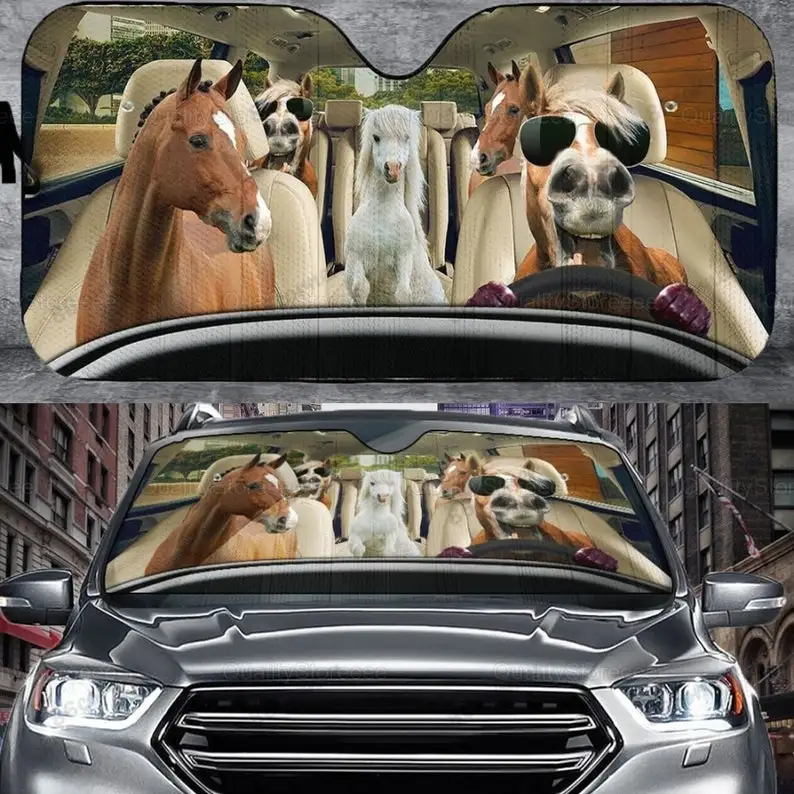 

Horses Family Car Sunshade, Funny Car Sunshade, Horses Cute Car Sunshade, Horse Lovers, Car Sun Protector, Horse Decor ZPT062109