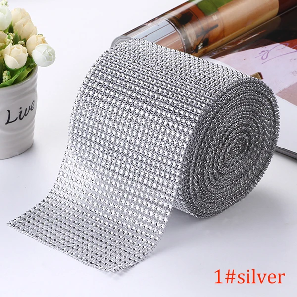 10-Yard Rhinestone Mesh Trim with 24 Rows for DIY Wedding and Party Decoration