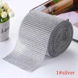 10 - Yard Rhinestone Mesh Trim with 24 Rows for DIY Wedding and Party Decoration (1 silver)