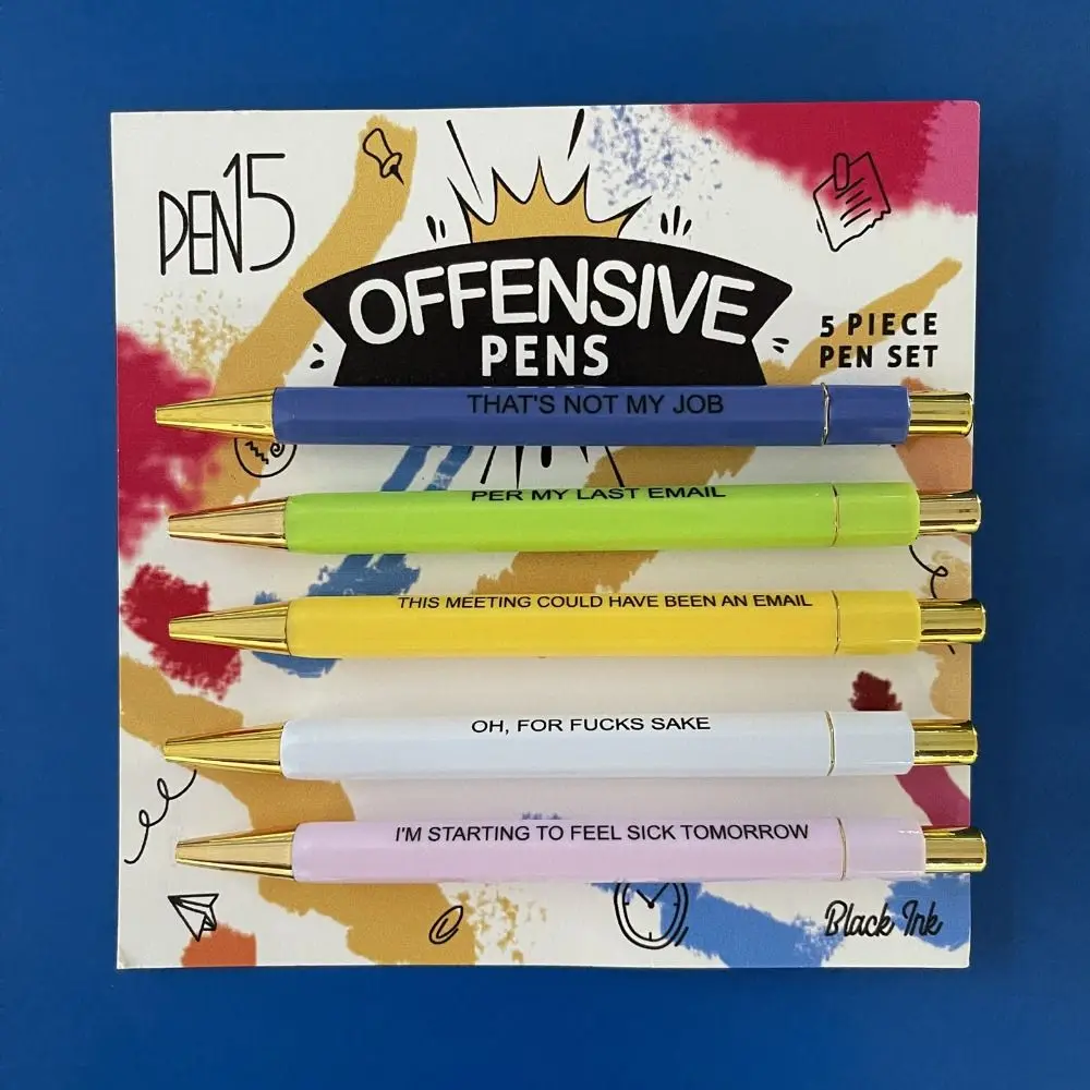 5Pcs MAMA Customer Service Pens Push Type Shit-show Pens Plastic Work Sucks  Pen Funny Negative