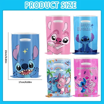 30pcs Blue Pink Stitch Party Gift Bags with Handles Lilo & Stitch Themed Party Favors Bags Baby Shower Kids Birthday Party Decor 2