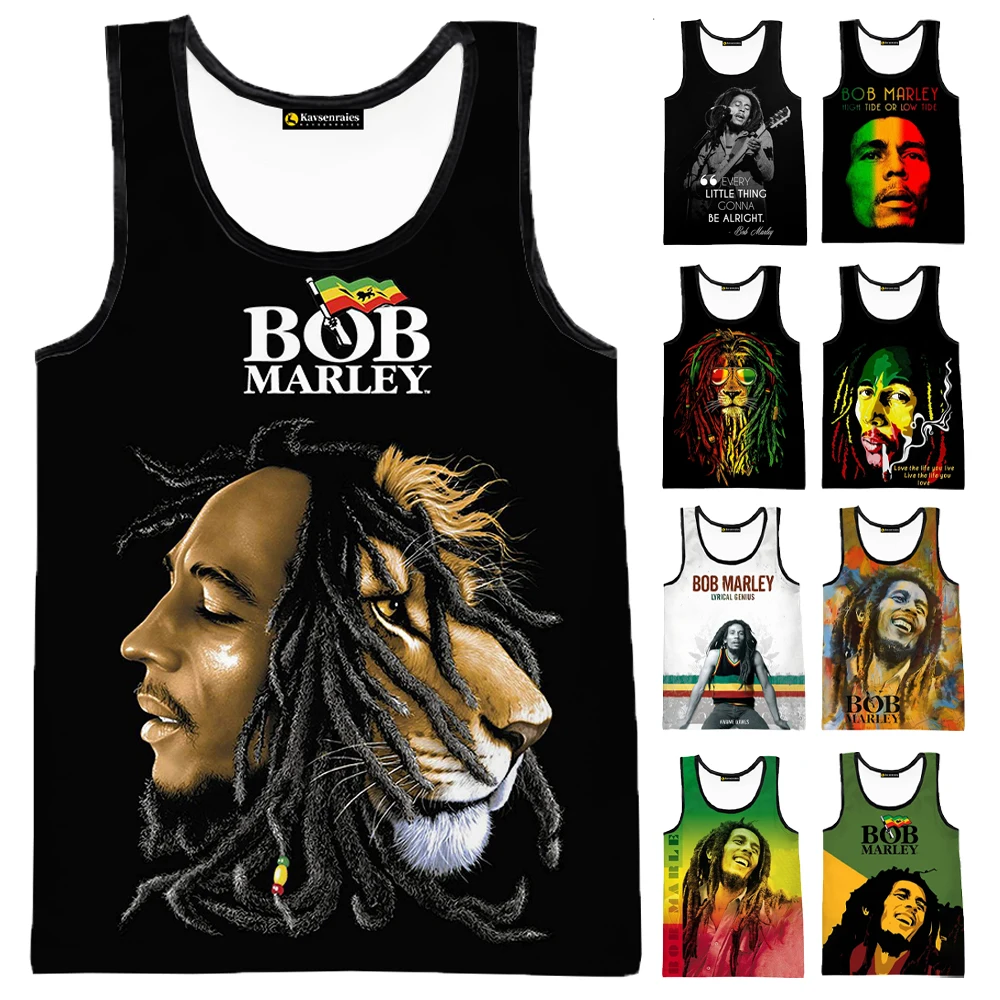 2022 Fashion Singer Bob Marley Vest Women Fitness Men Tank Tops Sleeveless  Funny Undershirt Cosplay Black Reggae Music Shirt| | - AliExpress