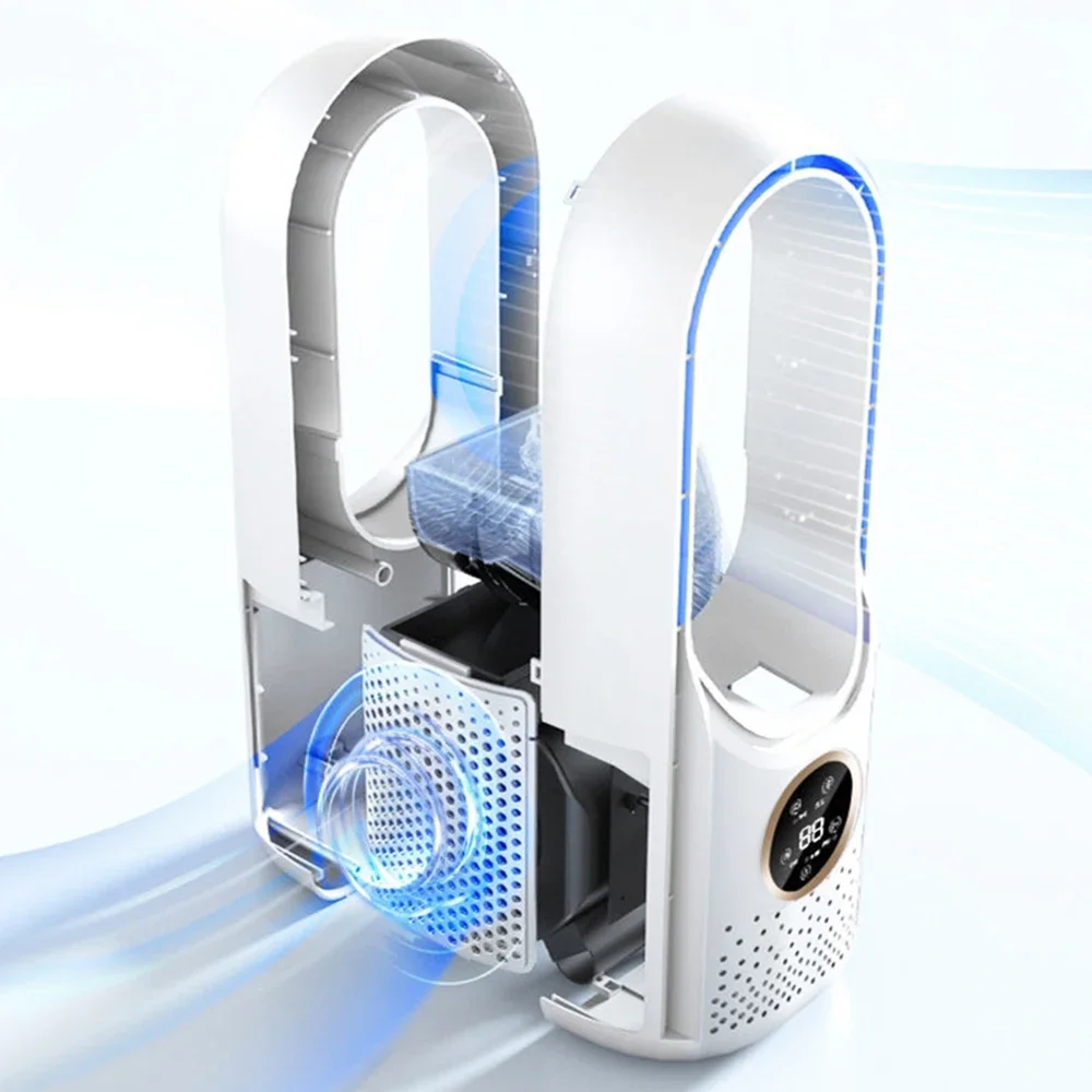 Leafless Fan Portable Air Conditioner LED Display Desktop Fanless Blade Cooler Cooling Fan Tower Air Cooler for Office Bedroom 6