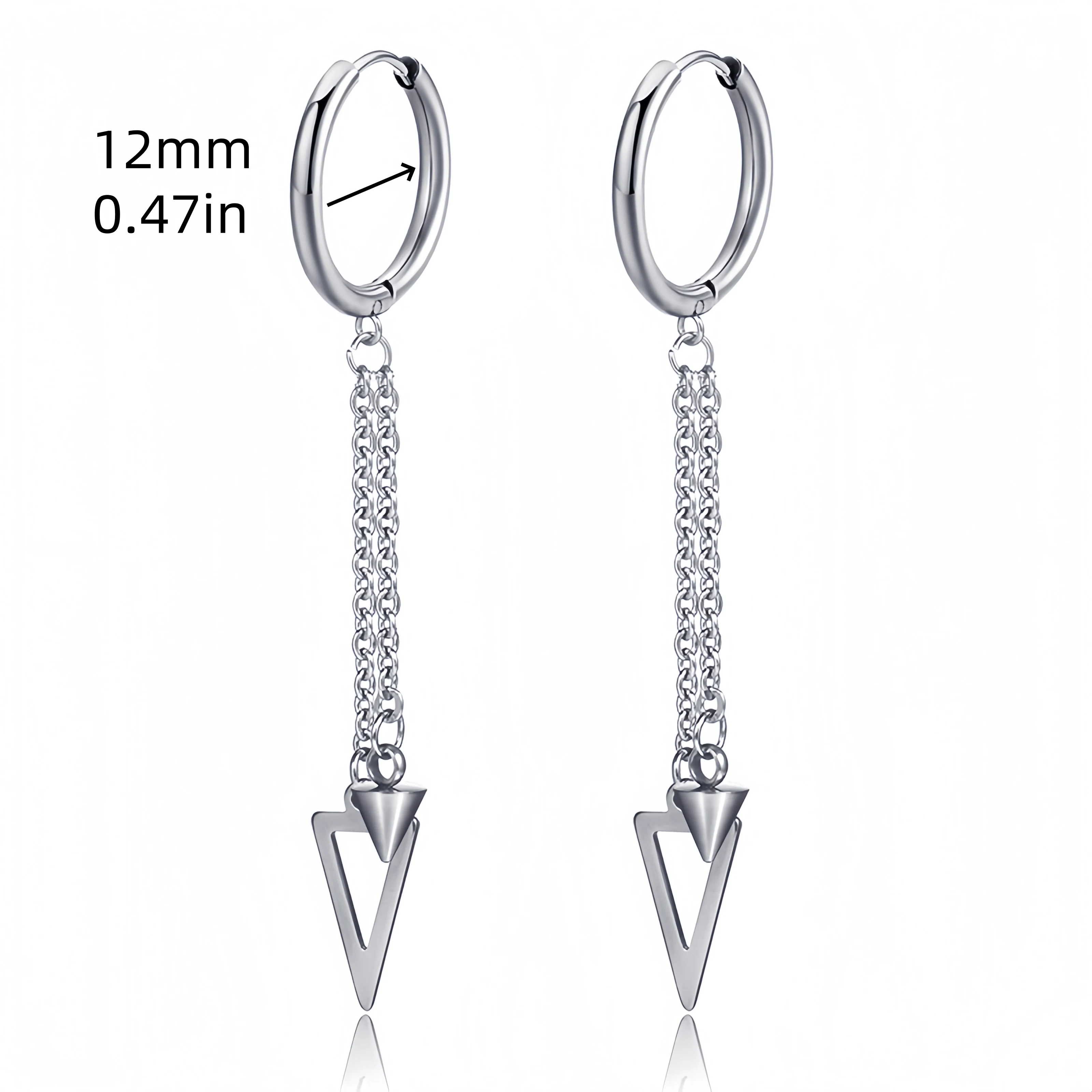 Lange Edelstahl baumelnde hängende Anhänger Tropfenohrring Kreuz für Frau Mann minimalistischen Punk Piercing Ohrschmuck neu im Trend – Detail 5