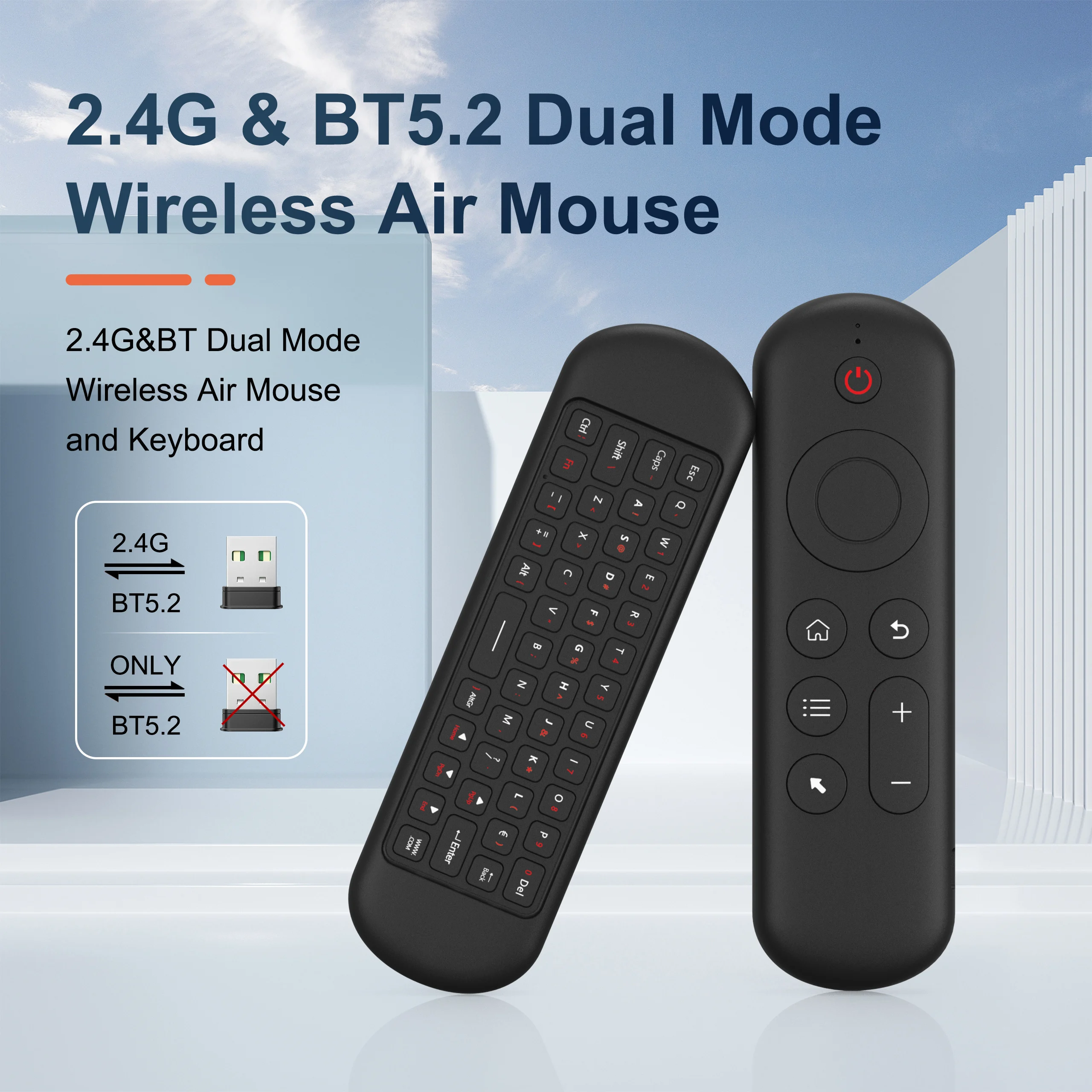 Mini Teclado sem Fio com Luz de Fundo Bluetooth 5.0 2.4g Air Mouse Controle Remoto de Voz Computador Laptop Android tv Box Smart tv