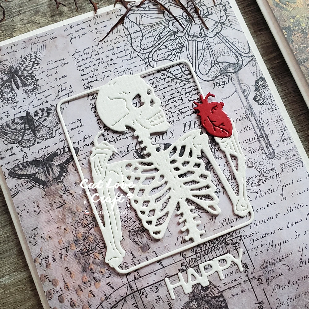 Catlove 해골 프레임 할로윈 금속 절단 다이 스크랩북 금형 스텐실 다이 컷 카드 만들기 DIY 공예 엠보싱 새로운 다이