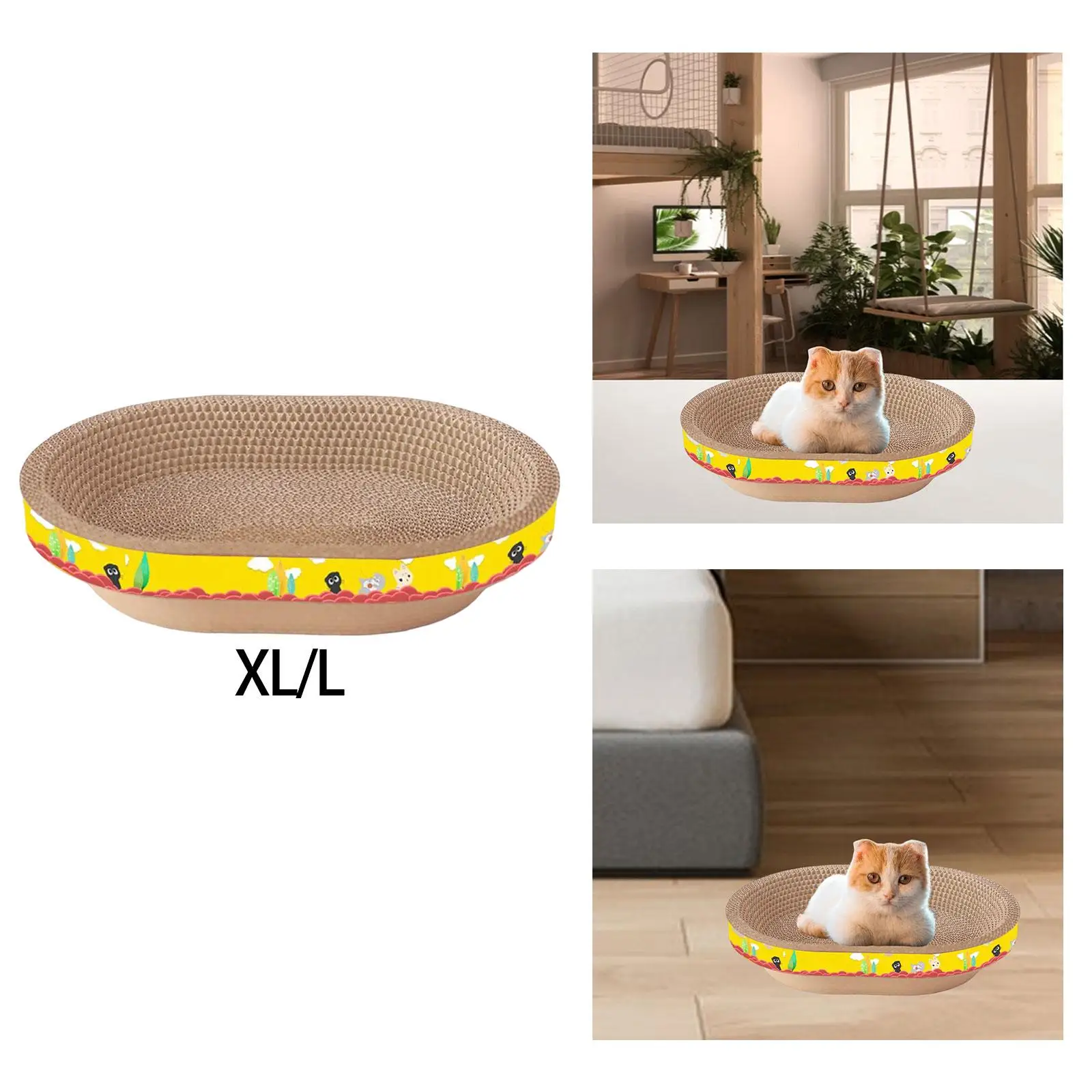 Pet Cat Scratcher Oval Corrugated Cat Scratch Kitty Recycle Board Cat Scratcher Pad Nest Pet Cat Scratcher Oval Corrugated Cat Scratch Kitty Recycle Board Cat Scratcher Pad Nest