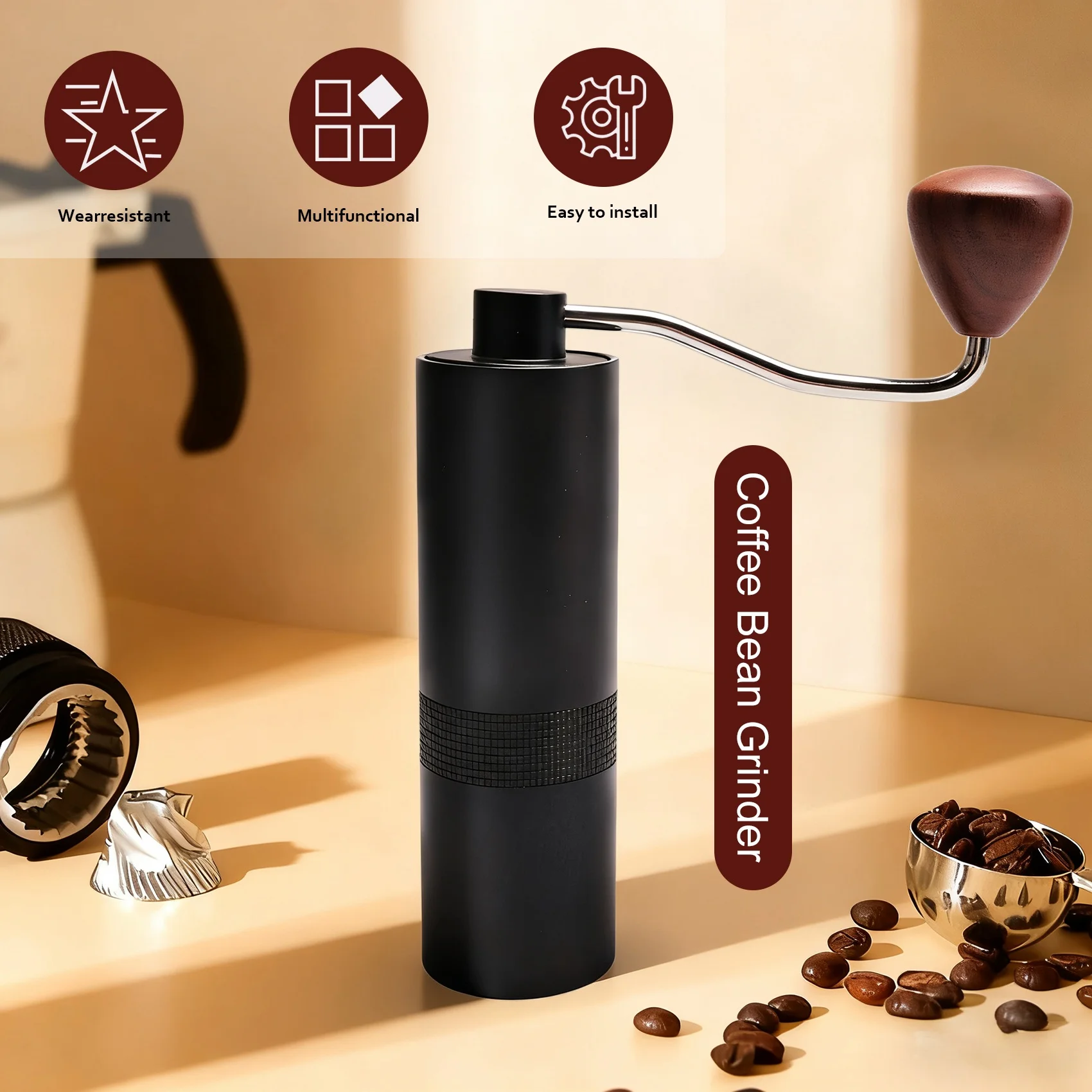 A52Q-Einstellbare Grobheit Manuelle Kaffeemühle, Mit CNC Edelstahl Konischen Grat Für Büro Reisen Camping Geschenk – Detail 10