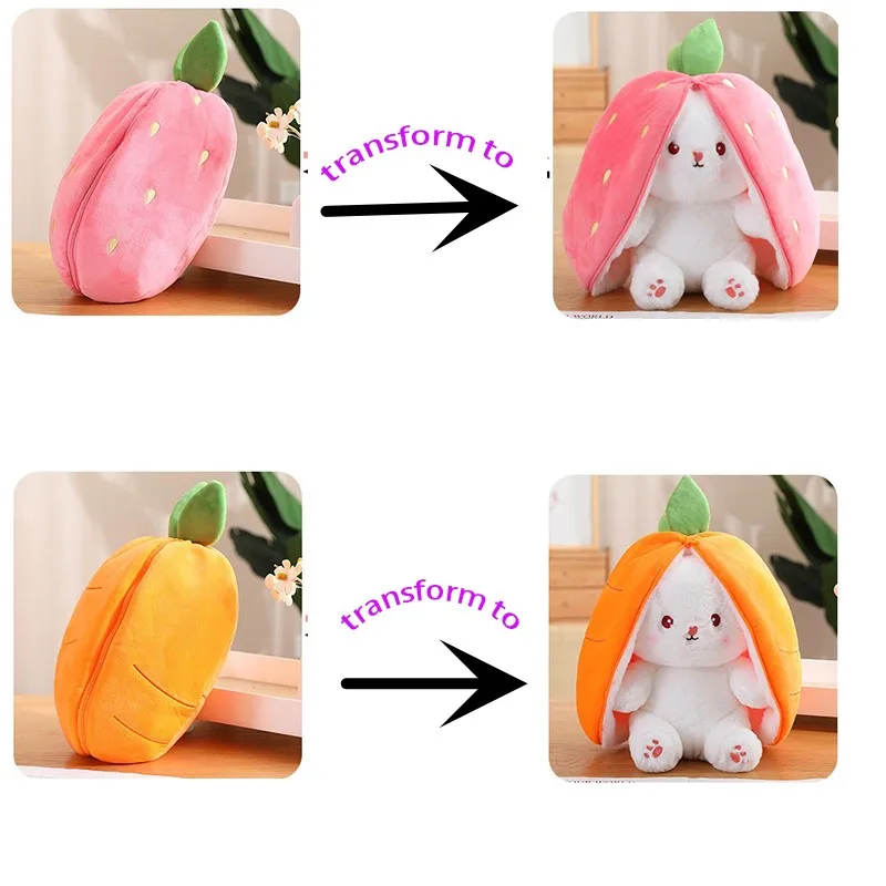 Fraise Lapin Poupée Peluche Jouets Grandes Oreilles Carotte Lapin Poupée