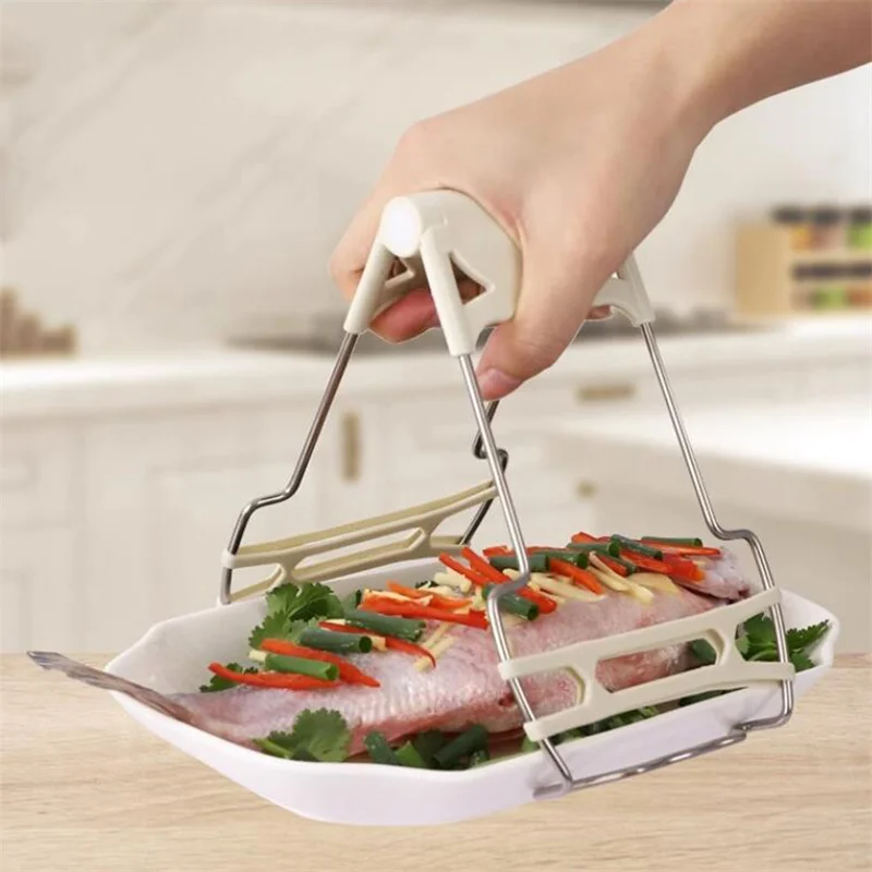

Get A Grip On Hot Plates Bowls With Anti-Scalding Clips Kitchen Anti-scalding Stainless Steel Silicone Anti Scalding Gripper