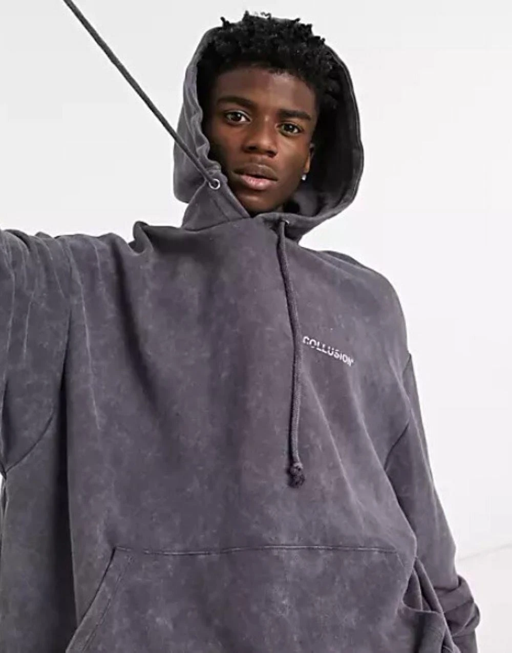 Collusion Sudadera con capucha para hombre, ropa con lavado oscuro, de gran tamaño|Sudaderas con capucha y sudaderas| -