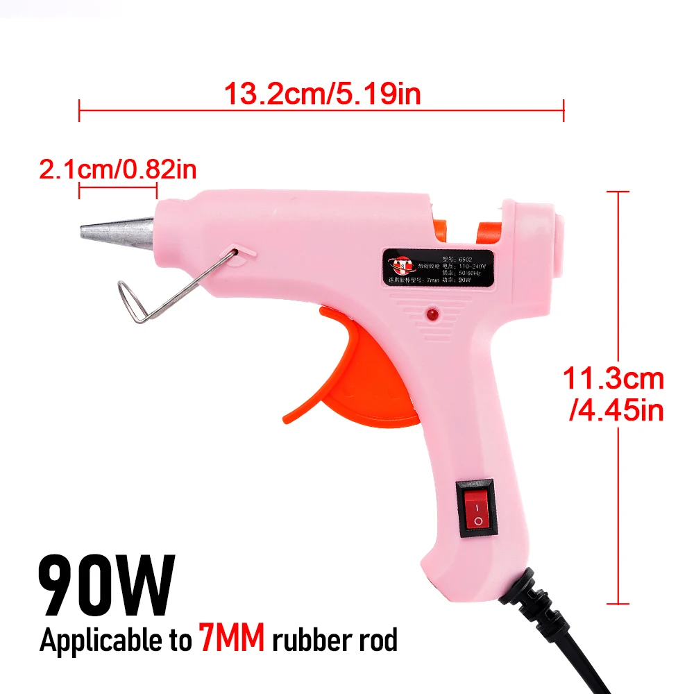 Pistola per colla a caldo da 90W con interruttore per Stick di colla da 7mm Mini adesivo industriale pistola a caldo strumento di riparazione per pistola a temperatura di calore elettrica