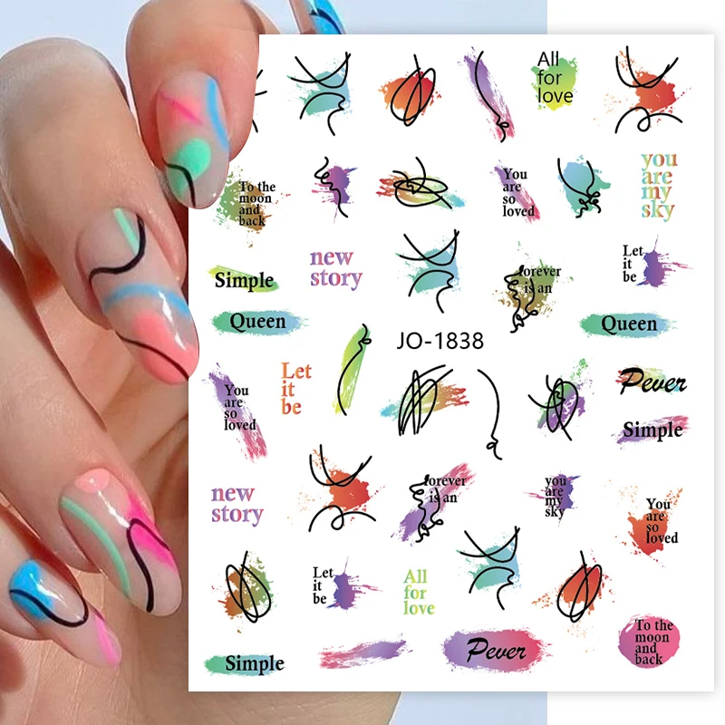 Colorful Bronzing Striped Nail Art Decals 3D Nail Stickers image 16