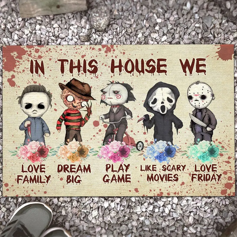 VIKAMA Halloween Theme Horror Movie Character Collection Carpet Non-Slip Washable Stain Resistant Doormat Bedroom Porch Tappeto floor mat