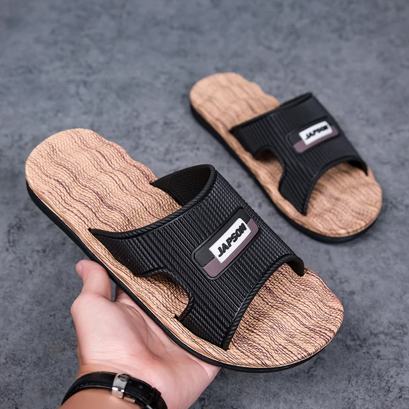 Z fashion Men Stripe Flat Bath Slippers Summer Sandals Indoor & Outdoor Slippers Summer Lady Shoes Platform Mens Slippers
