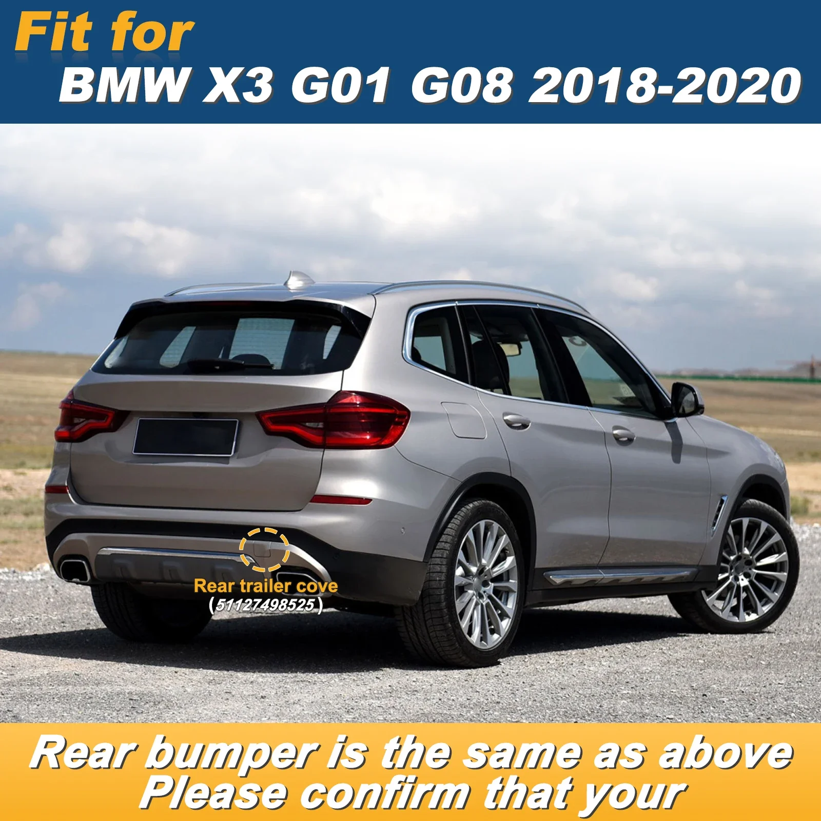 2018-2020 BMW X3 G01 G08 직접 교체용 우측 후방 견인 고리 커버 완벽한 맞춤 OEM 부품 51127498525