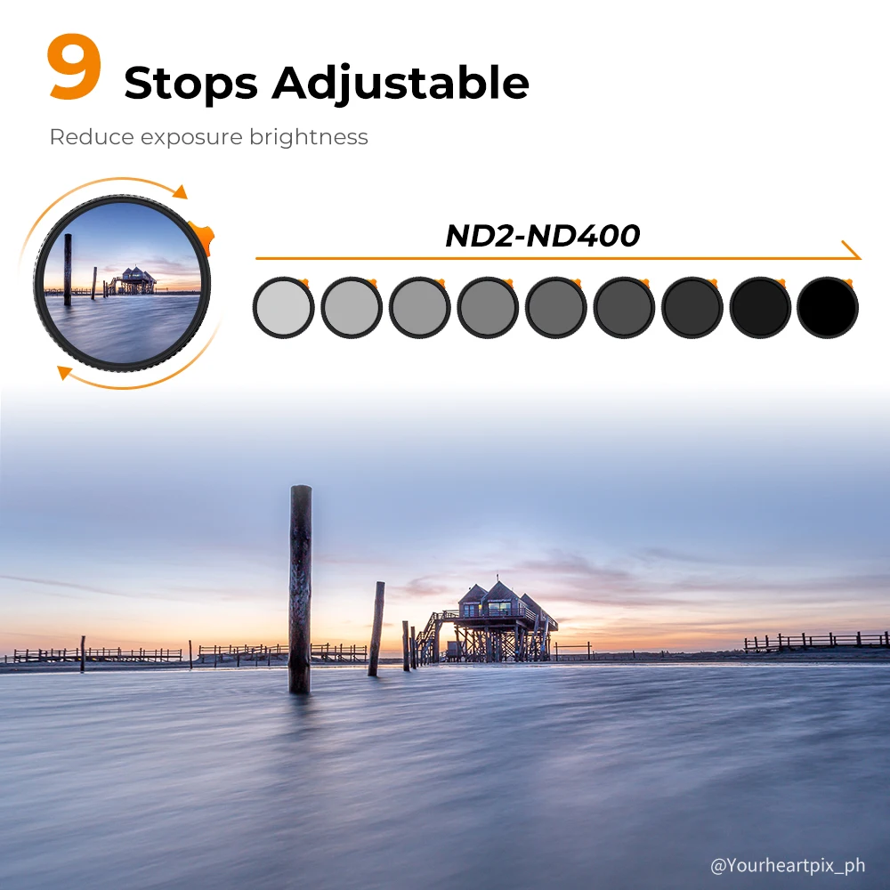 K&F Concept Nano-X Series 82mm Variable ND Filter ND2-ND400 (9 Stops) Lens Filter with 28-Layer Coated Waterproof Anti-scratch 2