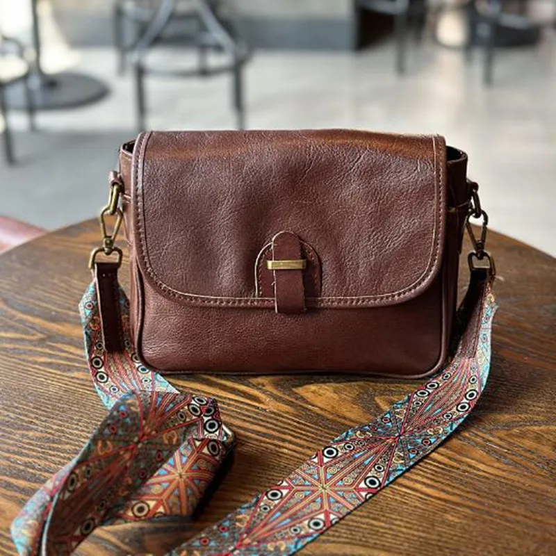 Sac messager vintage en cuir pour femme, sac à bandoulière, bandoulière carrée, sac à provisions coloré, mode initiée, 2023