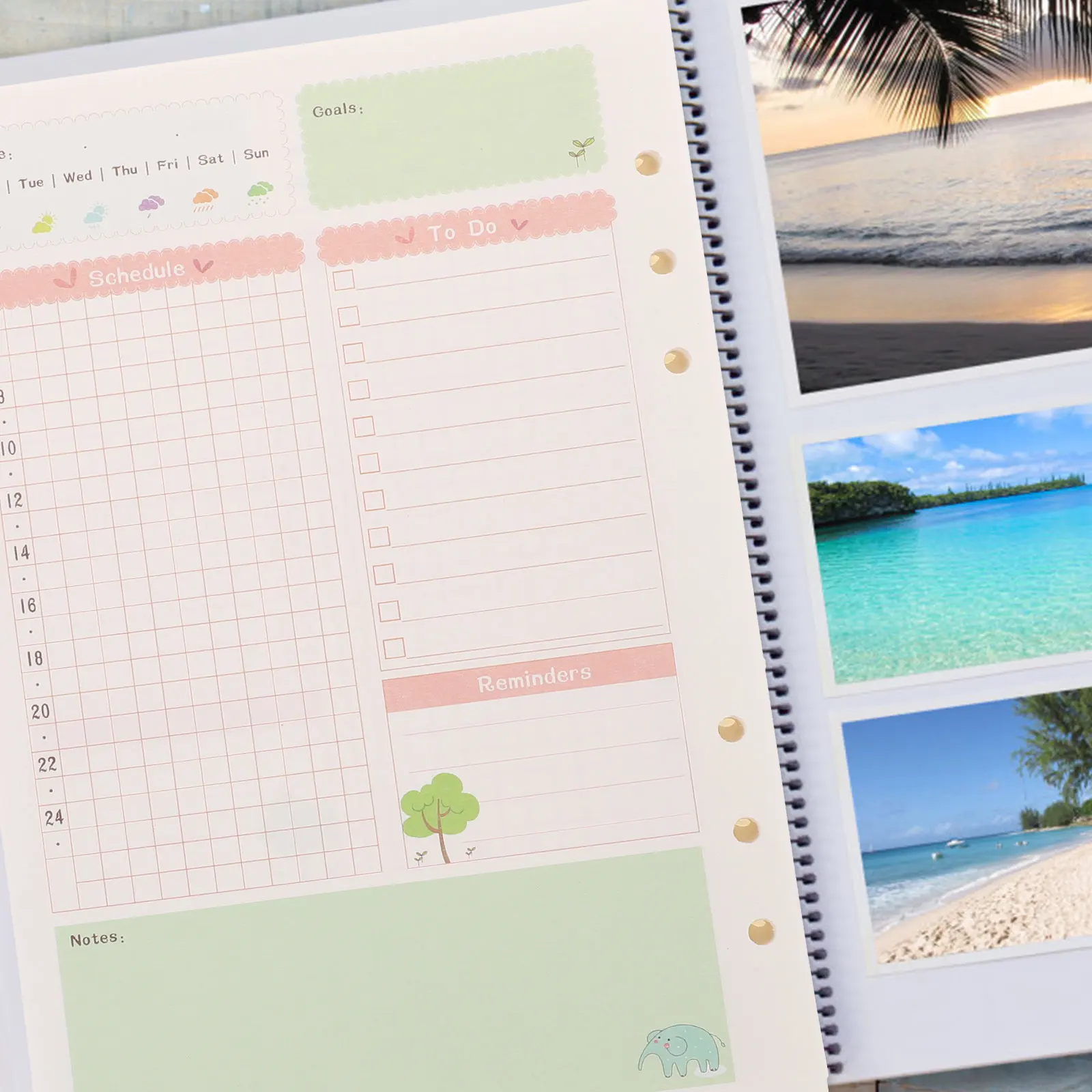 1Pcs 핸드 저널 용지 리필 A5 사이즈 다채로운 6 홀 루스 리프 용지 (스파이럴 노트북, 데일리 플래너 노트북용)