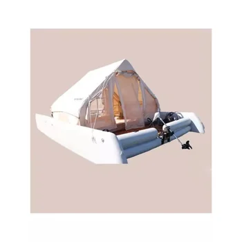 Water inflatable tent fishing floating platform boat floating floating platform boat with outboard machine diving platform 1