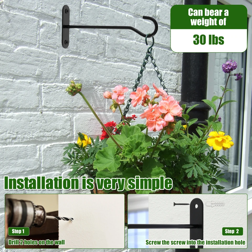 Yardwe - Ganci da Appendere per Piante in Ferro, Stile retrò, da Appendere alla Parete, per fioriere, per mangiatoia per Uccelli, Campanelle, Lanterne per Patio, Prato e Giardino