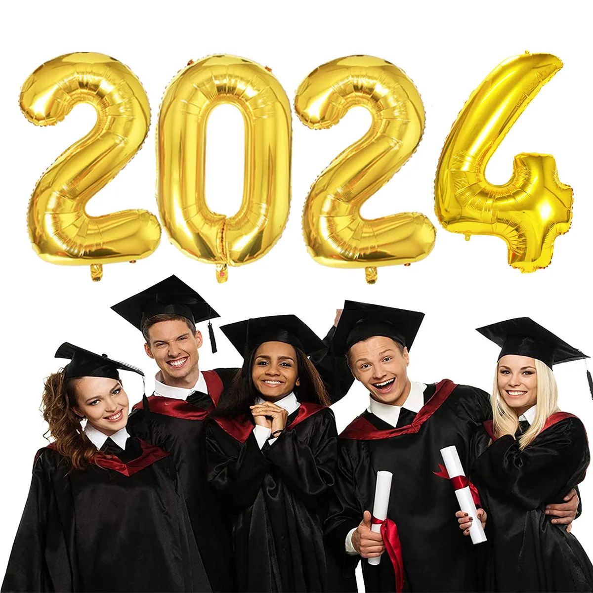  2024 Balloons, 40 Inch Number Balloon, Graduation