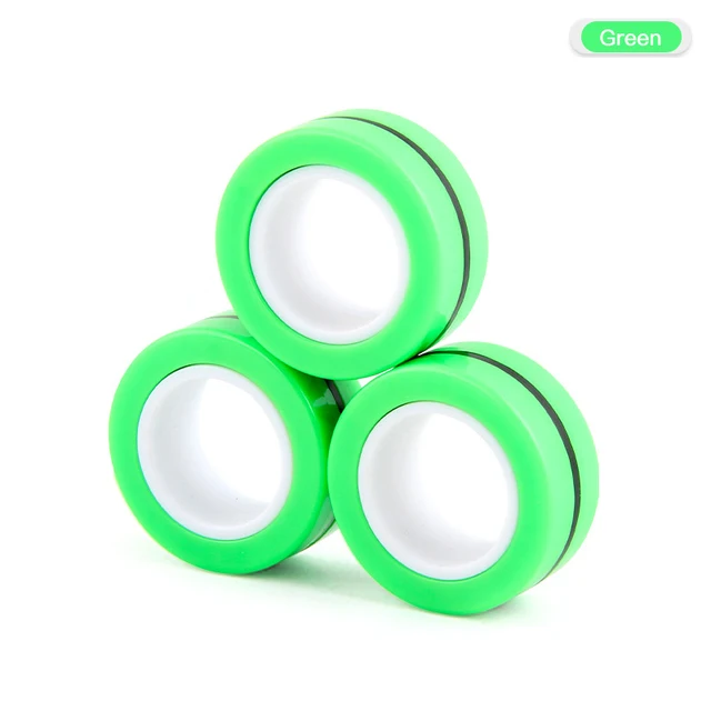 3pcs Magnetic Rings Unzip AntiStress Ring Spinner Magnetic Spinner Magic Ring Tool Bracelet For Children and Adult 3pcs-Green