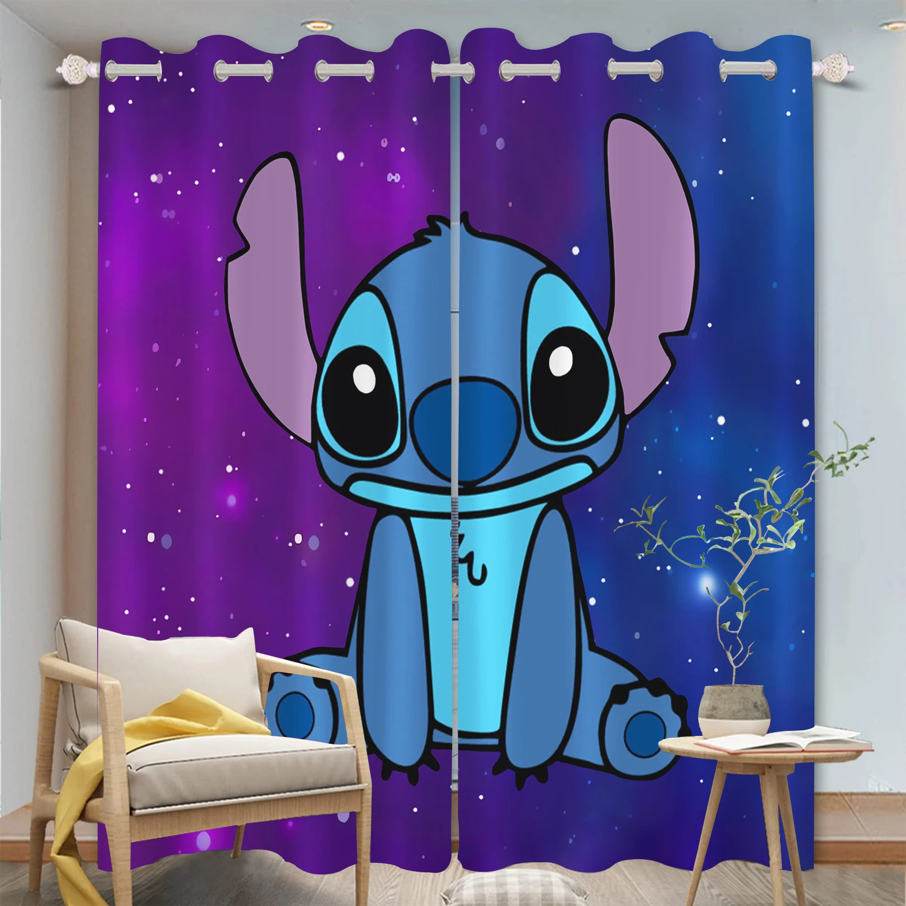 Stitch Cartoon Curtain 3D Print Bedroom Living Room Window Blackout Partition Style Home Decoration 4