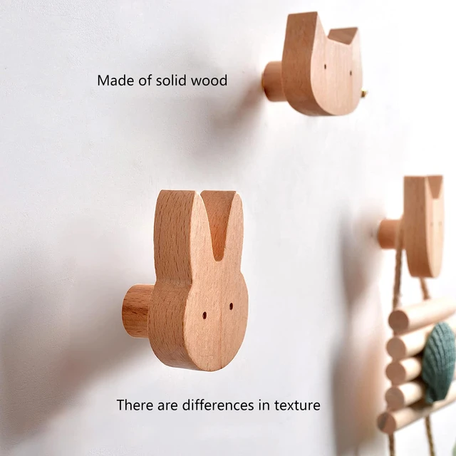 New Wooden Hooks Creative Keychain Hanger Animal Hook Wall Hanging Coat Hook  Home Decoration Solid Wood Hook Kitchen Accessories - AliExpress