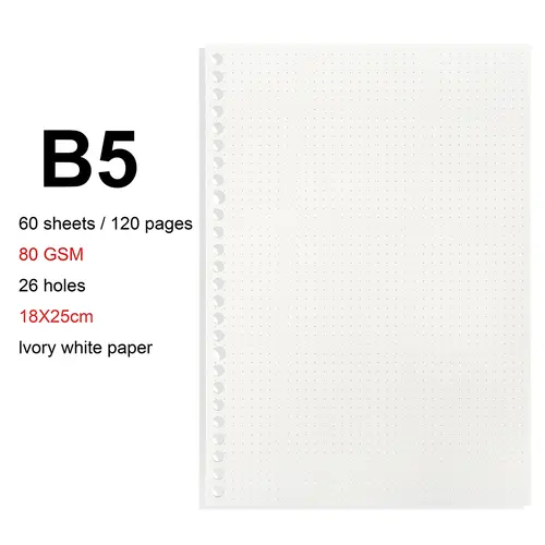 A4/B5/A5 Loose Leaf Refill Binder Notebook Blank/Line/Grid/Cornell Replacable Metal Ring Office&School Supplies Stationery - Image 11