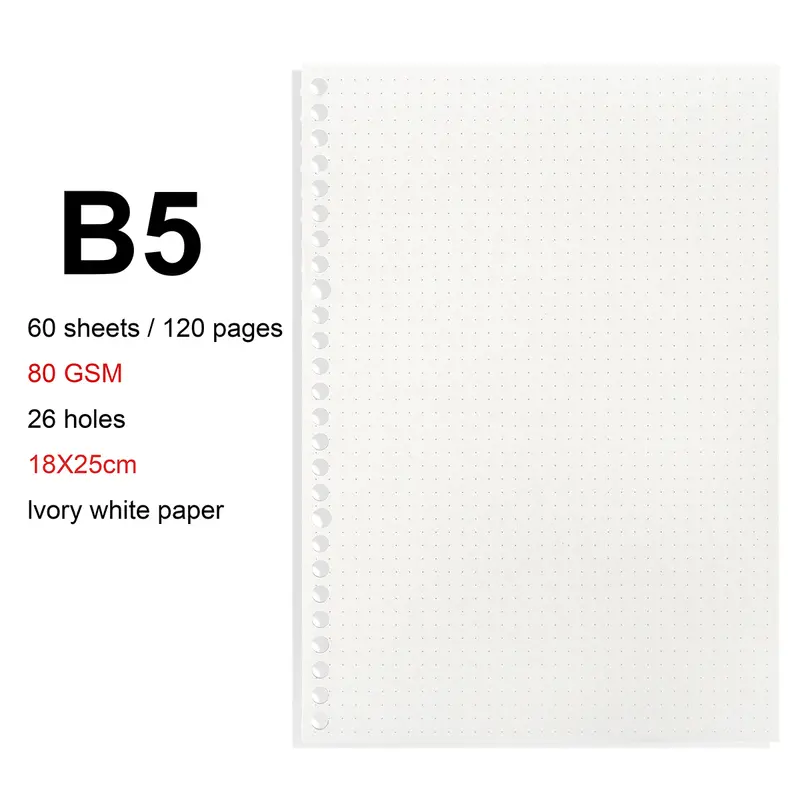 A4/B5/A5 Loose Leaf Refill Binder Notebook Blank/Line/Grid/Cornell Replacable Metal Ring Office&School Supplies Stationery - Image 11