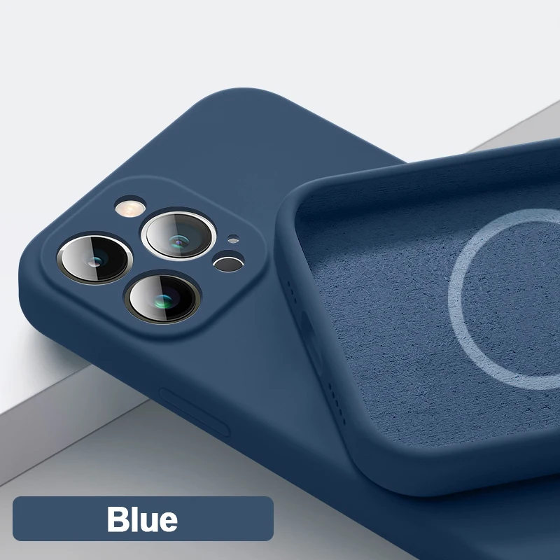 Premium Magnetic Liquid Silicone Phone Case with Wireless Charging Support