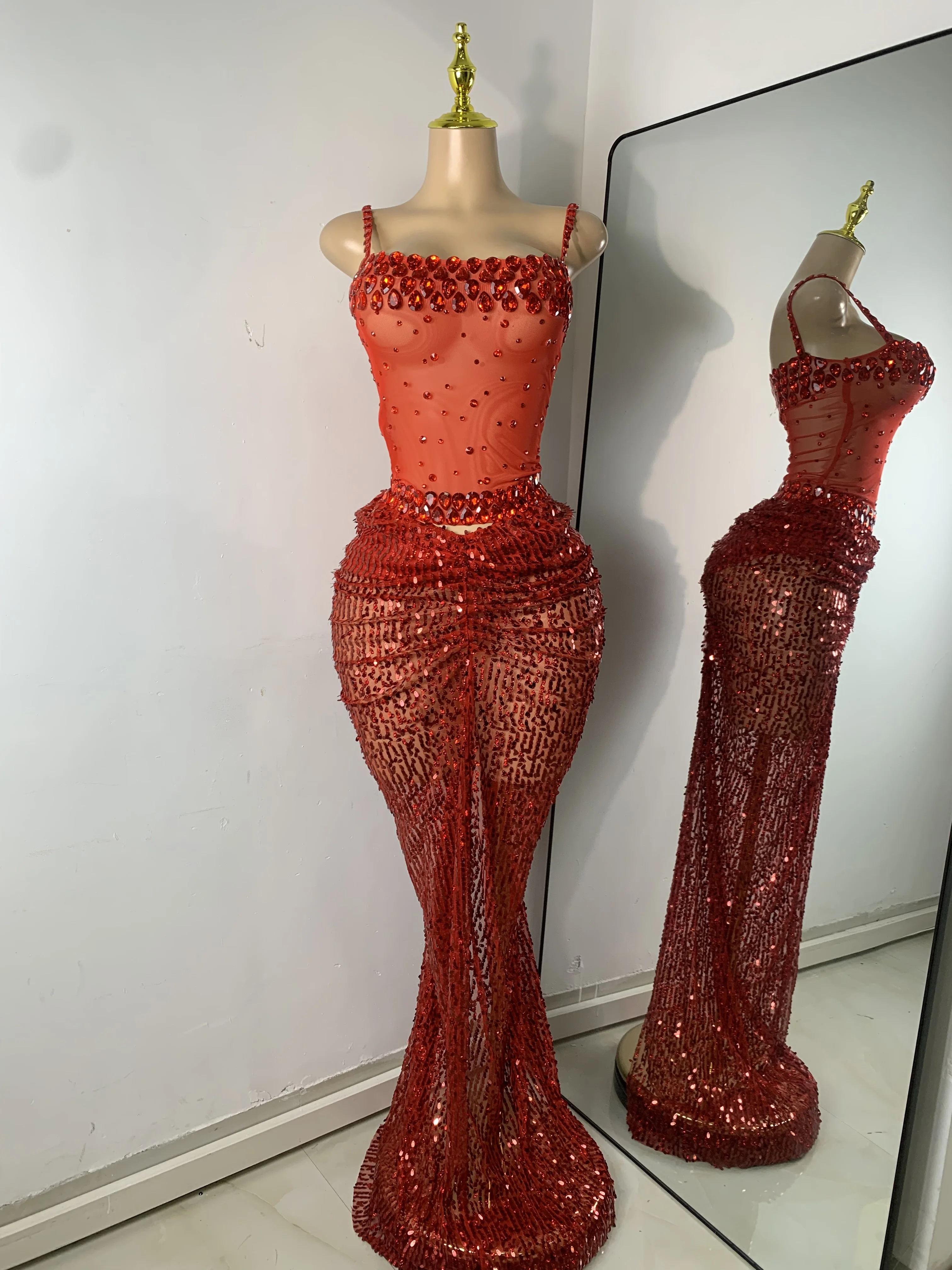 Sparkly Red Rhinestones Sequins Alluring See Through 2 Piece Maxi Dress 2025 Women's Evening Birthday Party Stage Show Outfit - AliExpress 200000345 Sparkly Red Rhinestones Sequins Alluring See Through 2 Piece Maxi Dress 2025 Women's Evening Birthday Party Stage Show Outfit - AliExpress 200000345