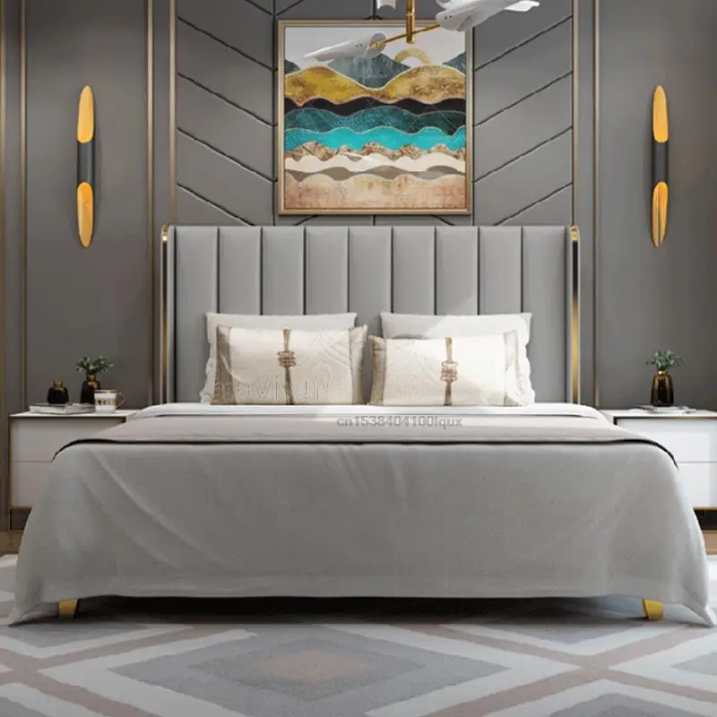 European Style Solid Wood King And Queen Size Bed For Bedroom Furniture Comfortable Upholstered High Quality Double Bed Set
