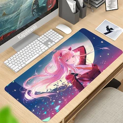 Grand tapis de souris de jeu dessin animé Zero Two Darling In The Franxx, taille XXL, en caoutchouc, pour ordinateur de bureau 