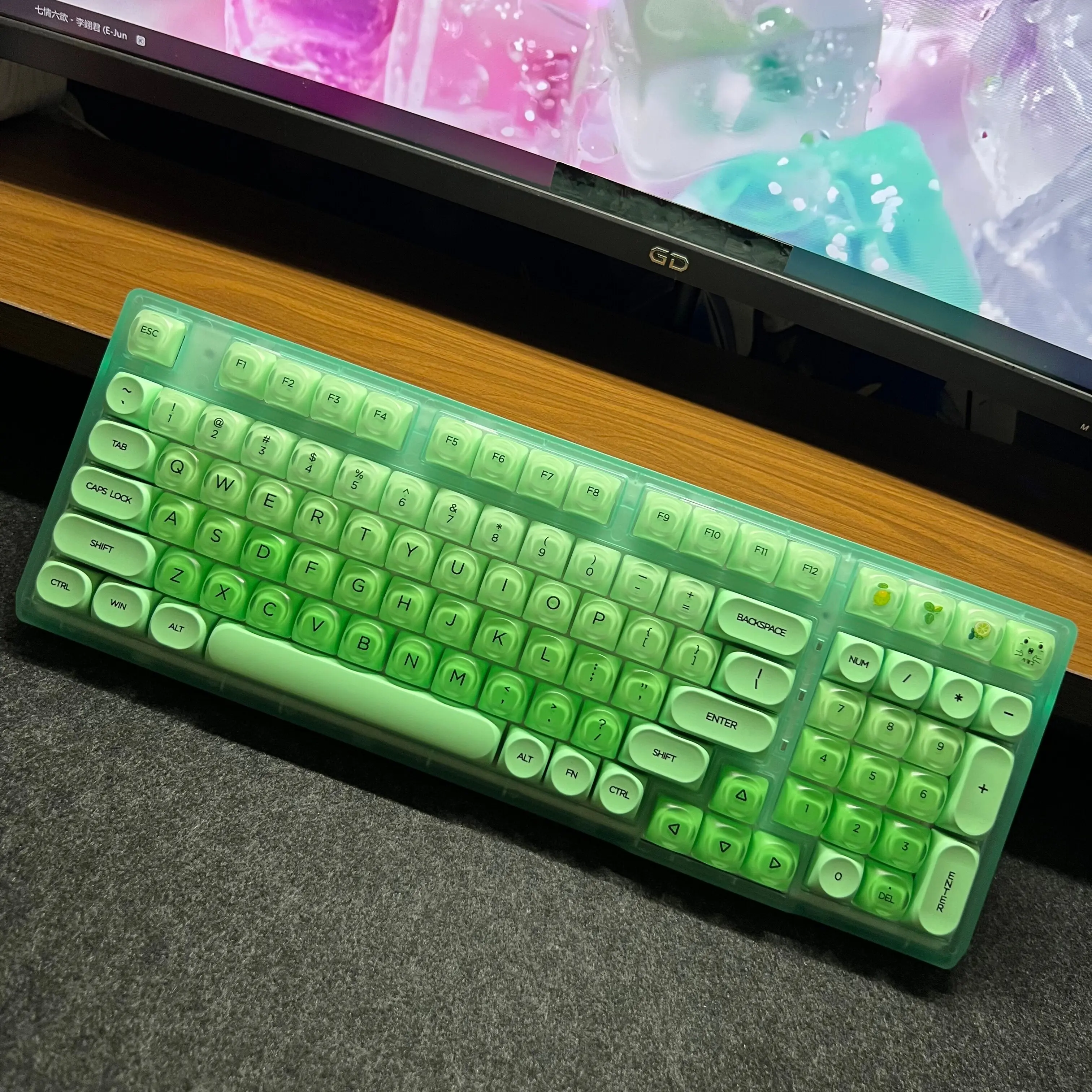 젤리 그린 테마 기계식 키보드 블루투스 무선 트라이 모드 맞춤형 핫 스왑 RGB 인체공학적 사무실 게임용 키보드 선물