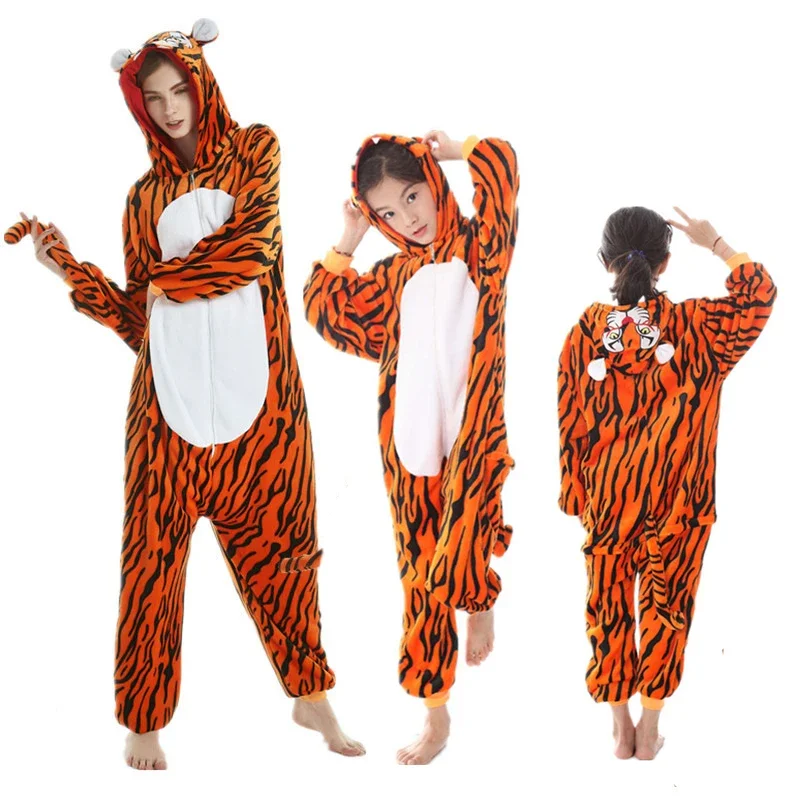 

Kid Adult Tiger Onesie Costume Cosplay Winter Pyjamas Tigger Pajamas Sleepsuit Sleepwear Party Clothes Boys Girls Women