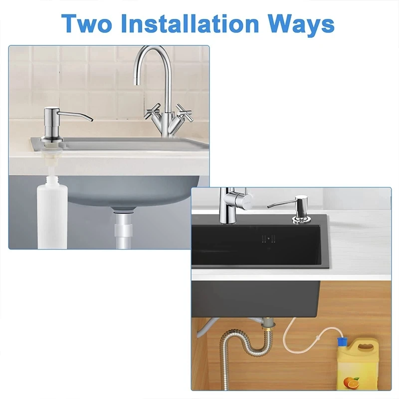 500ML Liquid Soap Bottle Sink Mount Hand Pressure Soap Dispenser Bottle  Kitchen Sink Liquid Soap Dispenser Pump Stainless Steel 5