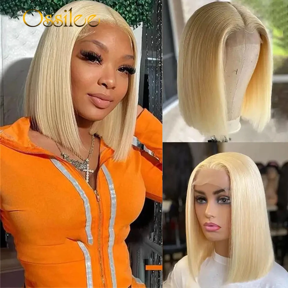 

Ossilee Bob Wigs 613 Blonde Lace Front Human Hair Wigs Straight 13x6 HD Lace Frontal Wig Pre Plucked 5x5 HD Lace Closure Wig