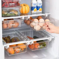 Organisateur de réfrigérateur, étagère de rangement pour réfrigérateur, étagère de congélateur, boîte de rangement pour réfrigérateur extractible, boîte de conservation des aliments, séparateur 4
