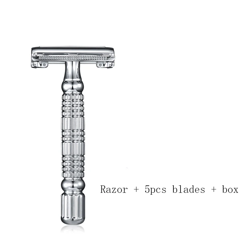 

BAILI Safety Razor Butterfly Double Edge Classic Mens Shaving Twist Open Hair Removal Shaver with 5 Blades For Womens Bikini Use