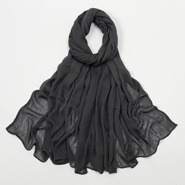 107744-4a1759.jpg Nouveau Hijab en rayonne froissé pour femmes, écharpe musulmane, châles longs, Turban islamique solide, bandeau Heascarf, bandeau Ramandan