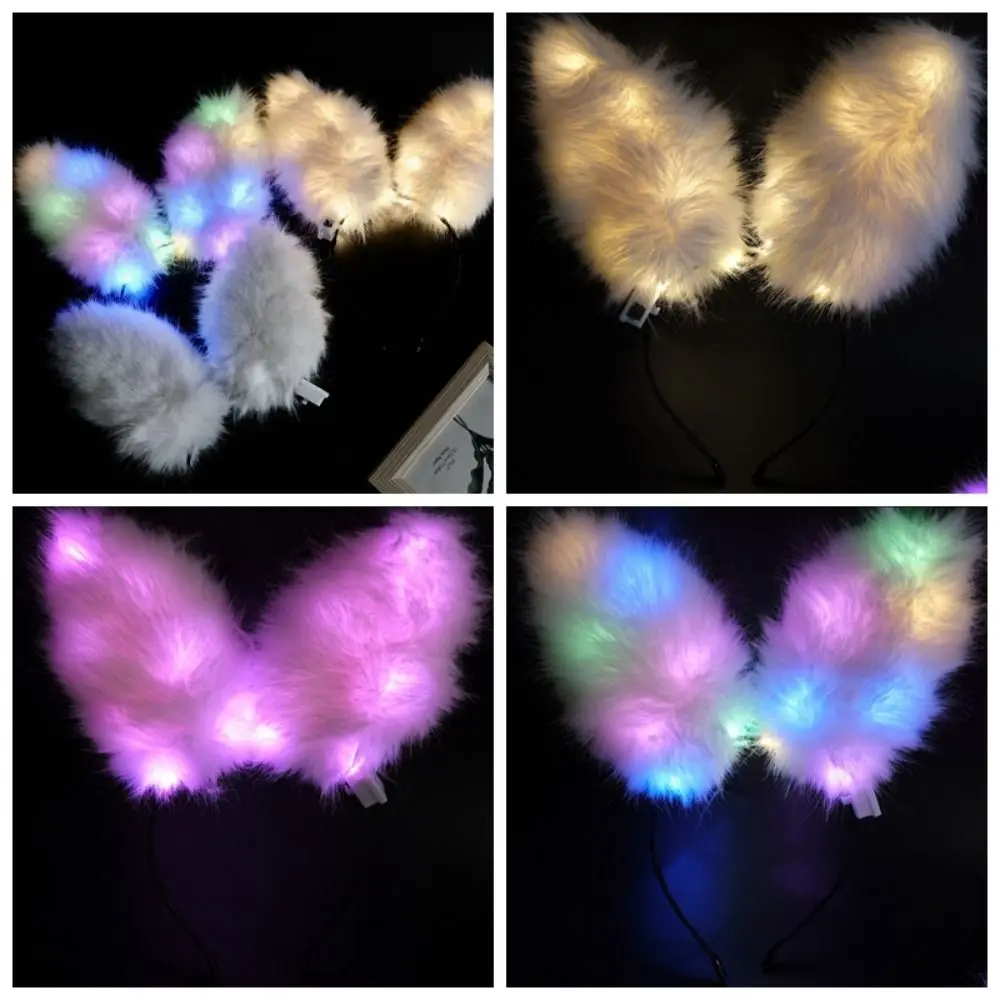 

Hair Hoop Plush Rabbit Glowing Headband Luminous Party Dress Up LED Headband Head Wear Hair Ornament Glowing Headband