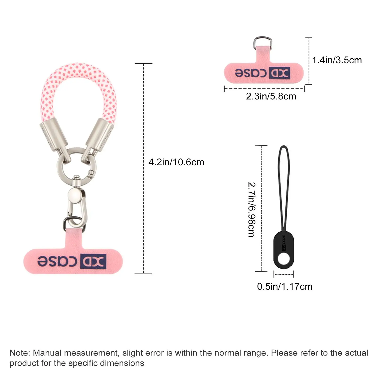 XDcase10.6cm 패셔너블 폰 케이스 로프 분실 방지 폰 손목 끈 안전 테더 메탈 버클 포함