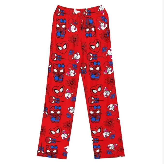 thumbnail image 1 of Hello Kitty-pantalones de pijama sueltos de algodón para mujer y hombre, pantalones de dormir de dibujos animados, ropa de salón para niña, 1 of 5