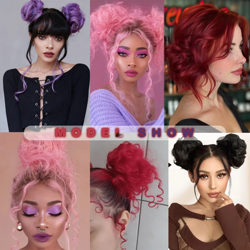 LUPU Large Messy Bun Hair Piece Wavy Curly Scrunchies Synthetic Chignon Ponytail Hair Extensions Thick Updo Hairpieces For Women