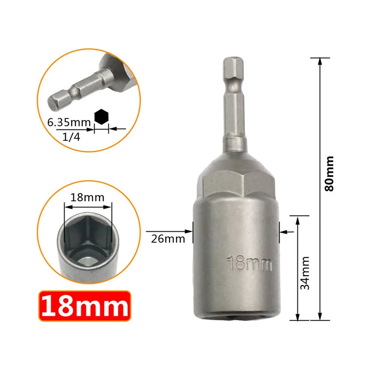 

Deep Hex Socket Nut Driver Drill Hex Impact Socket Adapter 80mm Length Screwdrivers Bits 6-19mm Quick Adapter