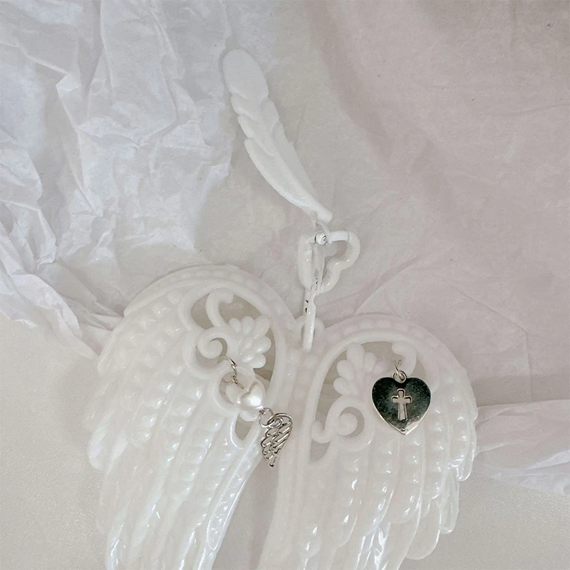Schlüsselanhänger Anhänger Engelsflügel Taschenanhänger Kreuz Weiß DIY Y2k Für Mann Frau Geschenk – Detail 6