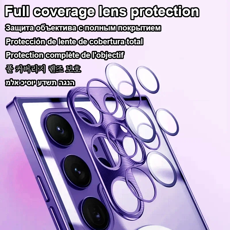 Original Wireless Magnet Plating Cover For Magsafe Case Samsung Galaxy S24 Ultra S21 S23 Fe S22 Plus Full Camera Protection Case 5